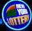 A bright, circular neon sign with a blue background, featuring the words 'New York Lottery' in bold white and yellow letters. The sign includes a colorful illustration of a landscape with green mountains, an orange-red sunset, and a bridge, all encapsulated within the circle.